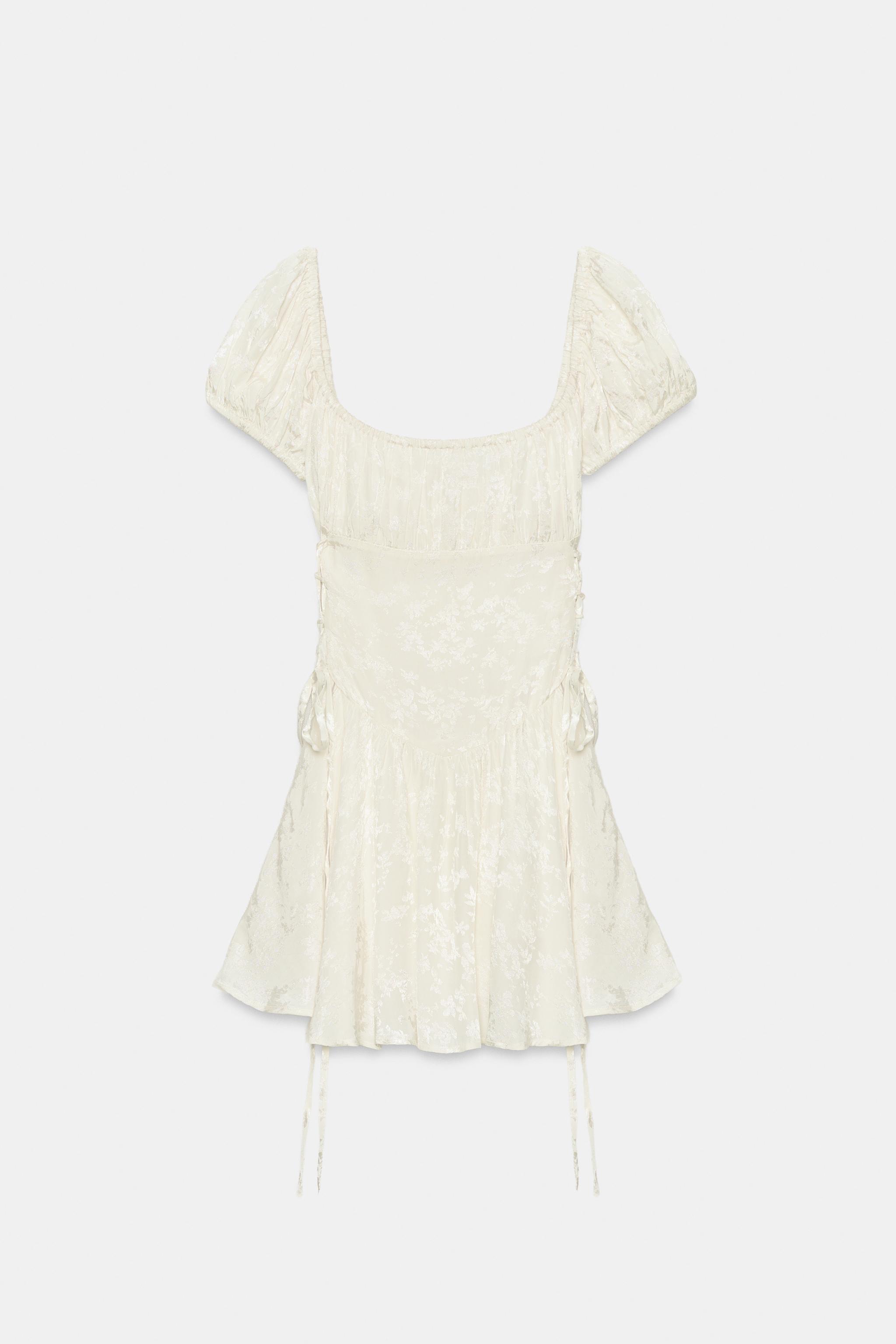 JACQUARD MINI DRESS WITH TIES